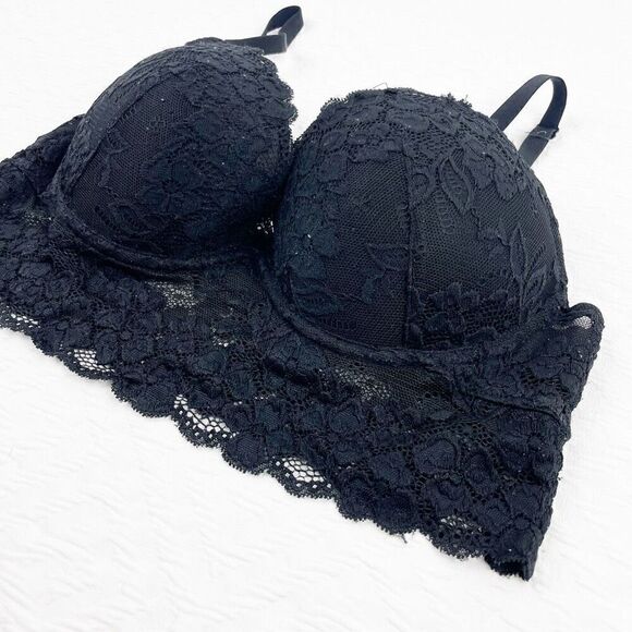 BUY 1 GET 1 FREE H&M 36c black lace longline bra - Picture 4 of 9